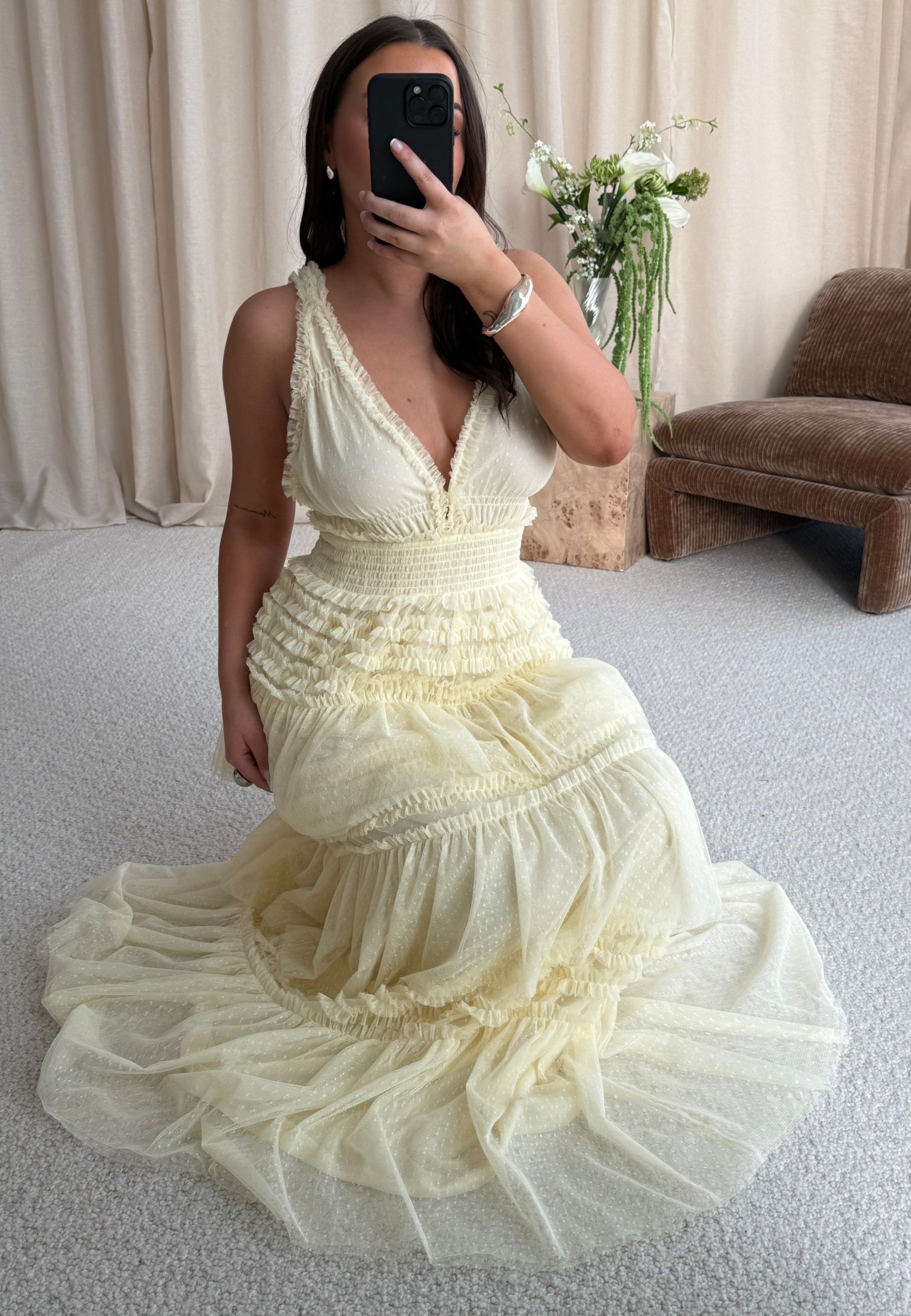 Bubbleroom Occasion Frill Dotted Tulle Gown
