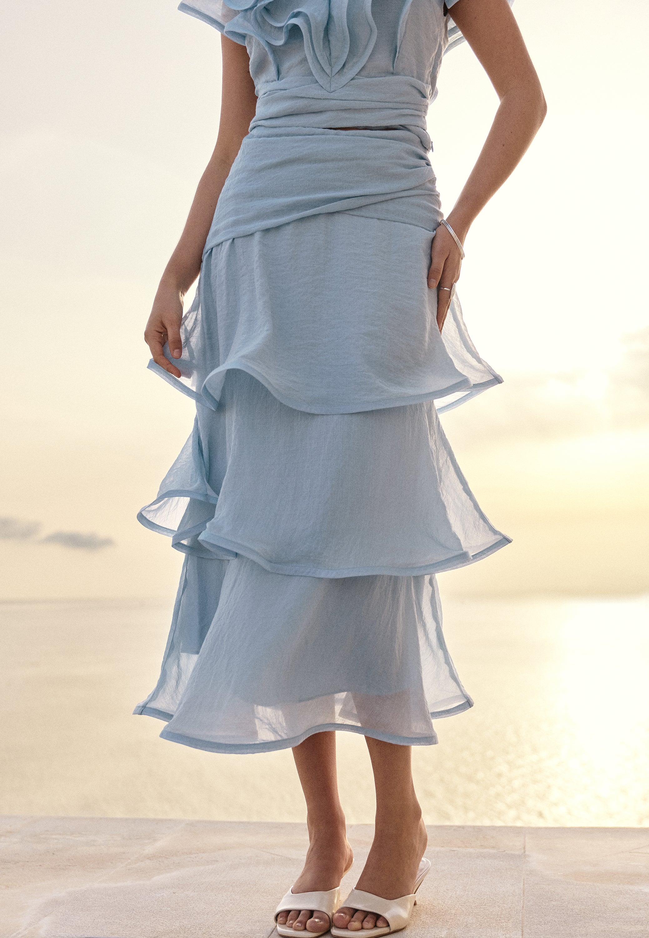 Bubbleroom Occasion Flounce Sheer Ankle Skirt