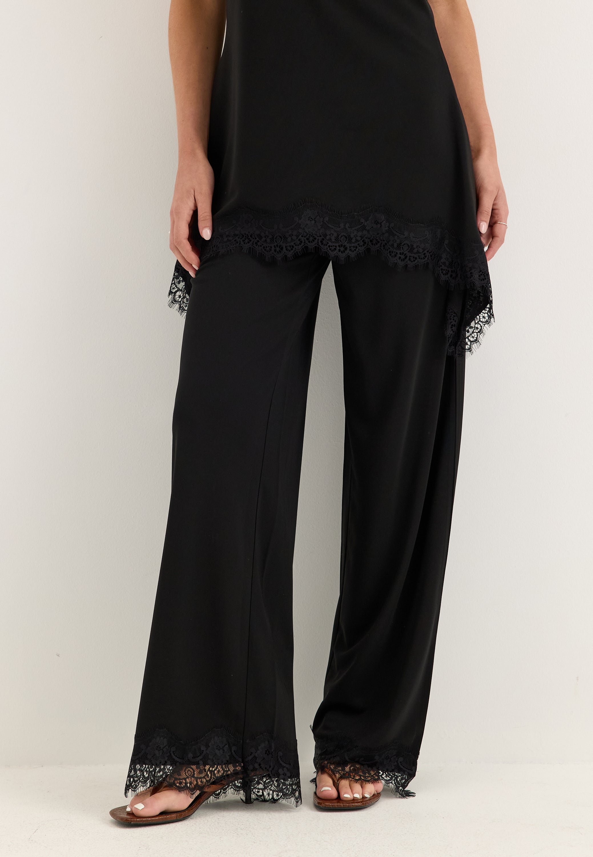 BUBBLEROOM Lace Detail Trousers