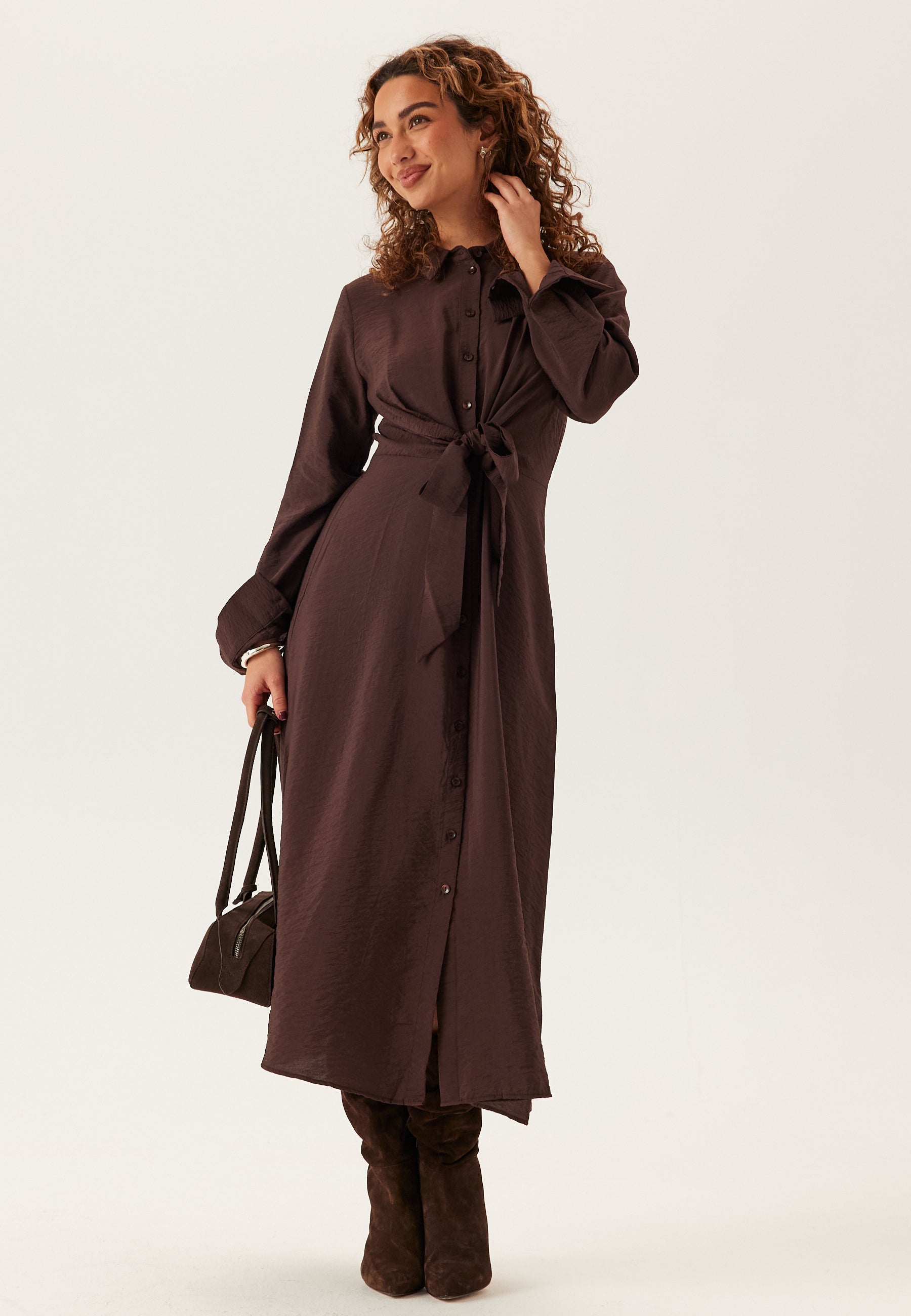 BUBBLEROOM Tie Detail Shirt Dress