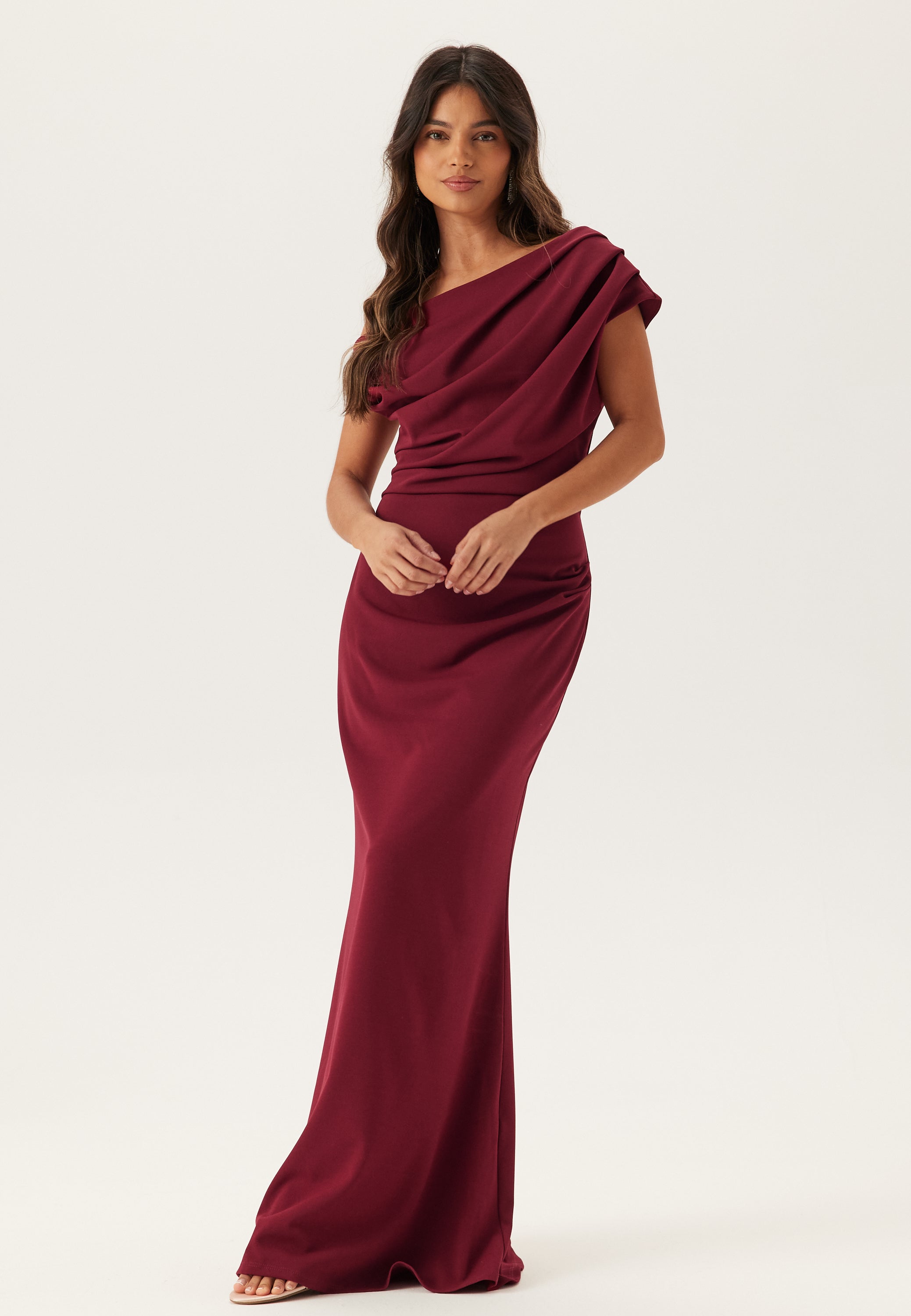 BUBBLEROOM OCCASION Asymmetric Draped Maxi Dress