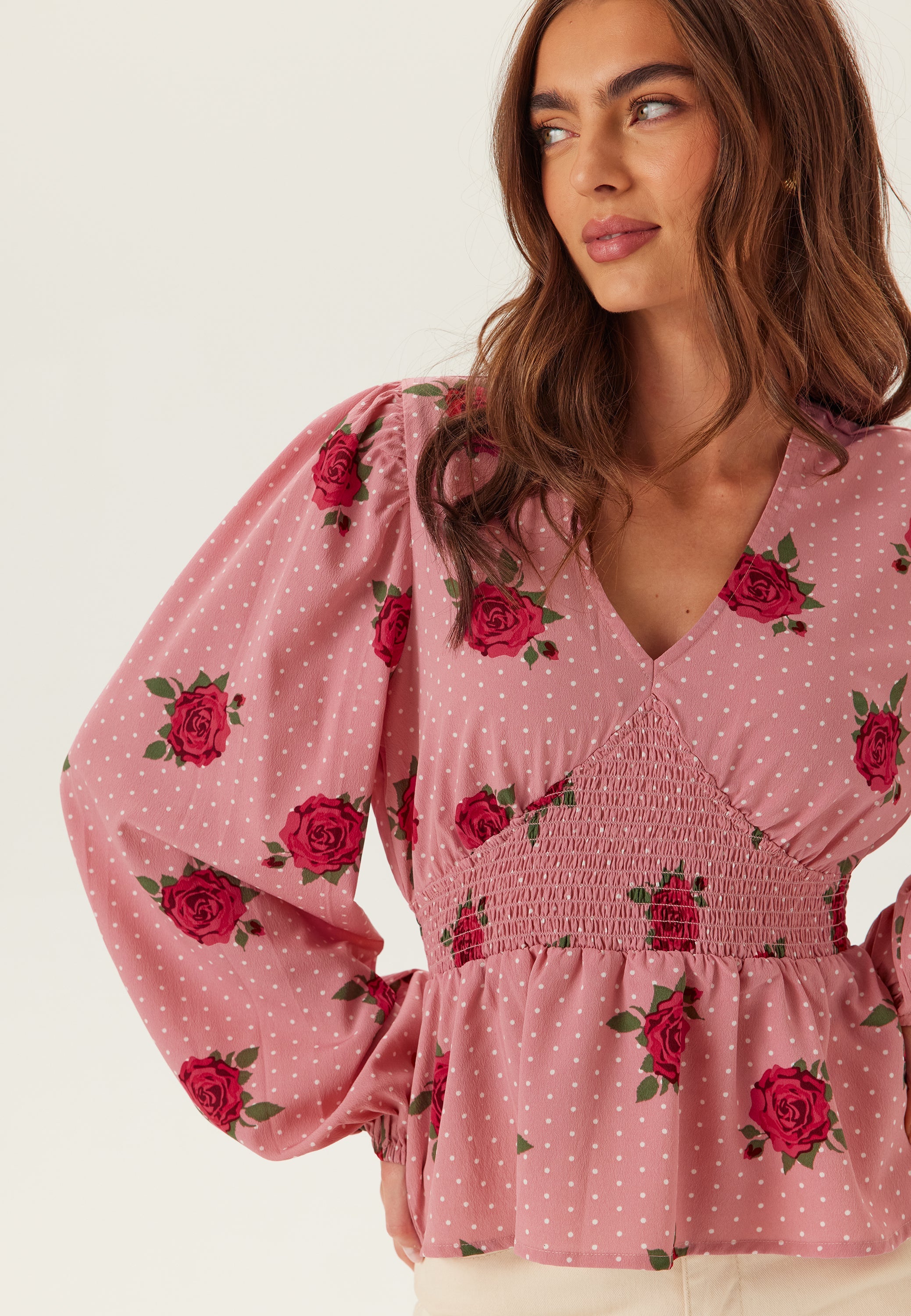 BUBBLEROOM V-neck Smock Blouse