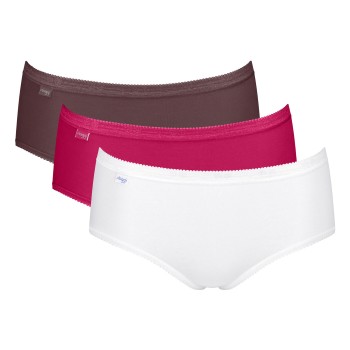 Sloggi Trusser 3P Basic Plus Midi Colored Rosa/Brun bomuld 40 Dame