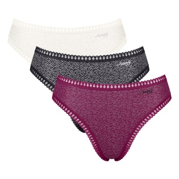 Sloggi Trusser 3P GO Crush High Leg Briefs Rosa/Sort bomuld Medium Dame