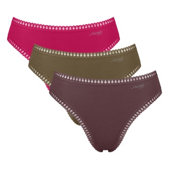 Sloggi Trusser 3P GO Crush High Leg Briefs Brun/Khaki bomuld XX-Large Dame