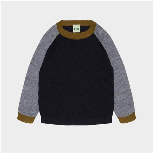 FUB Colour Block Crew Dark Navy Dark Navy 130 cm  Marineblå  130 cm  Drenge, Piger