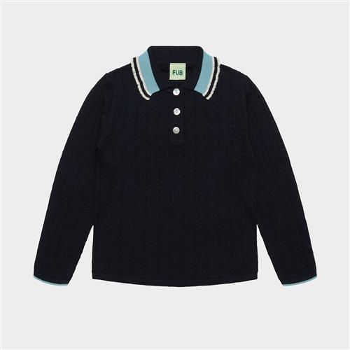 FUB Pointelle Polo Dark Navy Dark Navy 100 cm  Marineblå  100 cm  Piger