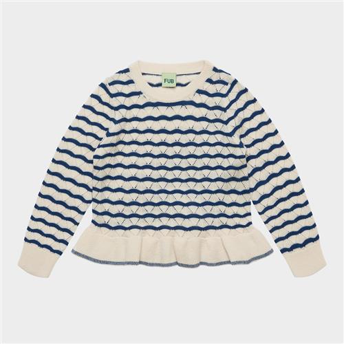 FUB Pointelle Tee Ecru Deep Indigo Ecru Deep Indigo 130 cm  Creme  130 cm  Piger