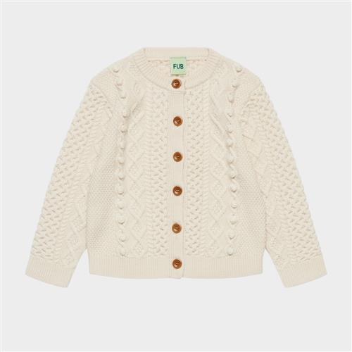 FUB Aran Cardigan Ecru Ecru 100 cm  Creme  100 cm