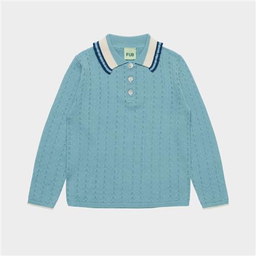 FUB Pointelle Polo Light Teal Light Teal 100 cm  Blå  100 cm  Piger