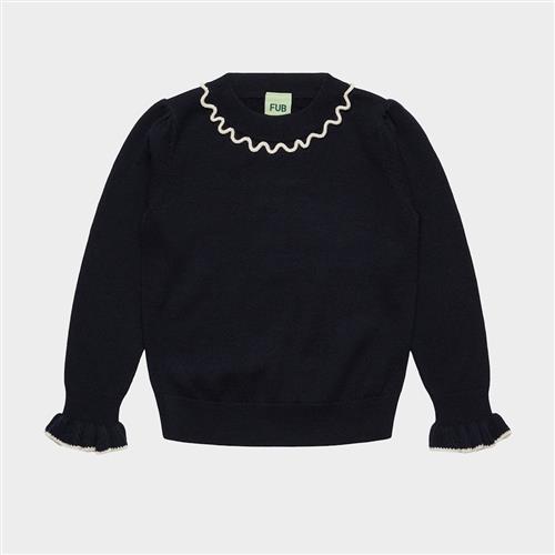 FUB Frill Jumper Dark Navy Dark Navy 80 cm  Marineblå  80 cm  Piger