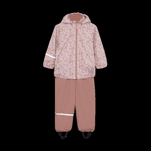 Celavi Rainwear Set - AOP, w. fleece Shadow Gray Shadow Gray-90 cm  Beige  90 cm