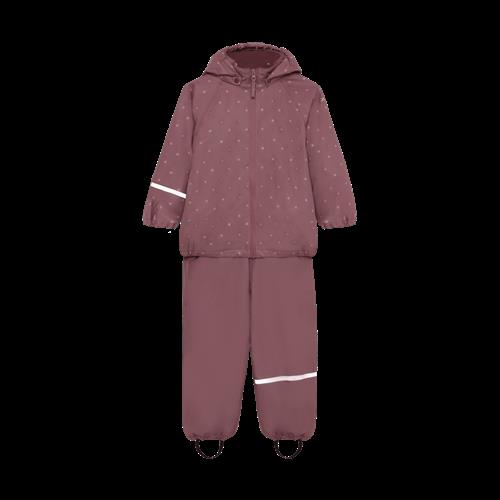 Celavi Rainwear Set - AOP, w. fleece Rose Brown Rose Brown-120 cm  Lyserød  120 cm