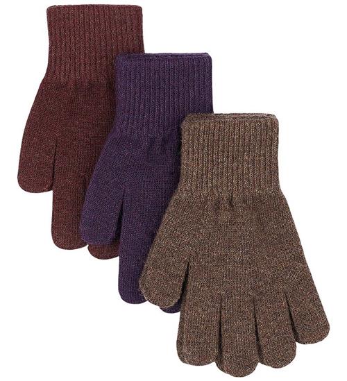 Mikk-Line Handsker - Uld - 3-pak - Plum Perfect-Deep Mahogany-Ox