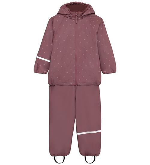 CeLaVi Regntøj m/u Seler - Fleece - PU - Rose Brown m. Prikker