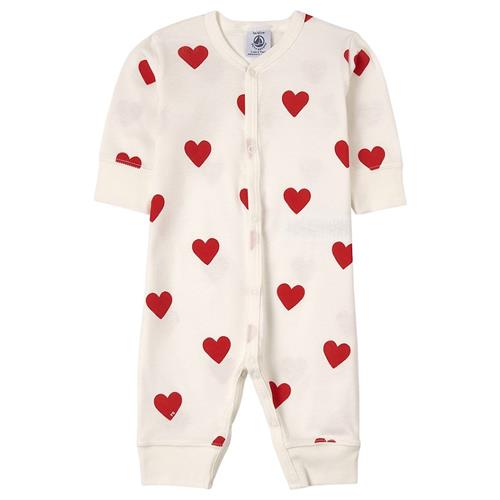 Petit Bateau Hjertemønstret Heldragt Hvid 12 months  Hvid  12 måneder  Piger