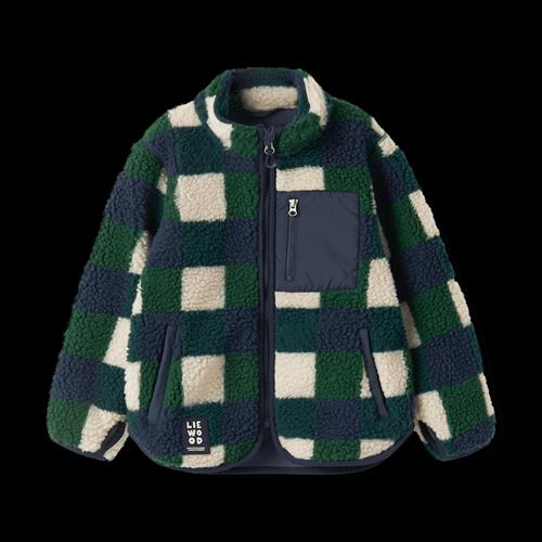 Liewood Nolan Pile Jacket Mega Check Bright Garden Mega Check Bright Garden 110 cm  Grøn  110 cm  Drenge, Piger