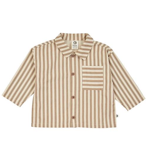 Müsli Skjorte l/æ- Baby - Woven Stripe - Oak/Walnut