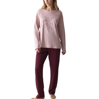 Triumph PK LSL 08 Long Sleeve Pyjama Set Rød/Rosa bomuld 46 Dame