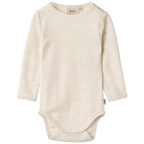 Wheat Langærmet Uld Body Lucca Eggshell Melange 68 cm  Creme  68 cm  Drenge, Piger