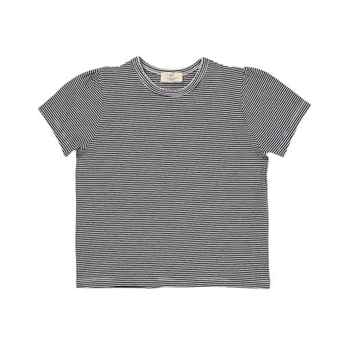 Copenhagen Colors Stribet T-shirt Med Flæseærmer Navy Cream Stripe 86 cm  Blå  86 cm  Drenge