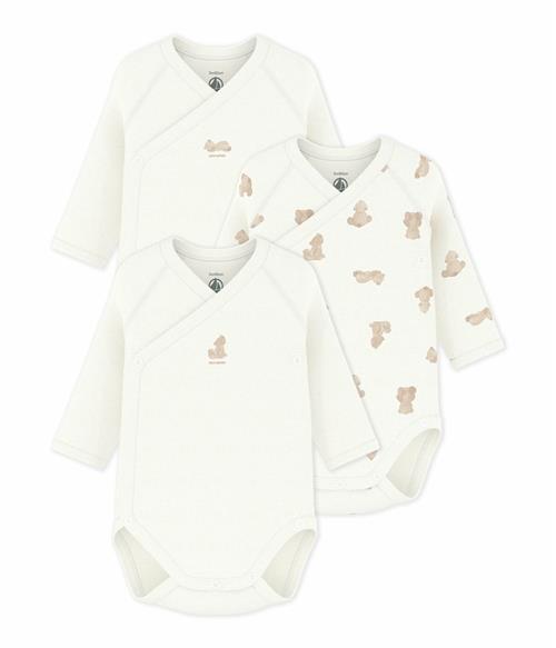 Petit Bateau 3-Pack Long-Sleeve Baby Bodysuits Variante 1 Variante 1 6 Months  Creme  6 måneder  Drenge, Piger