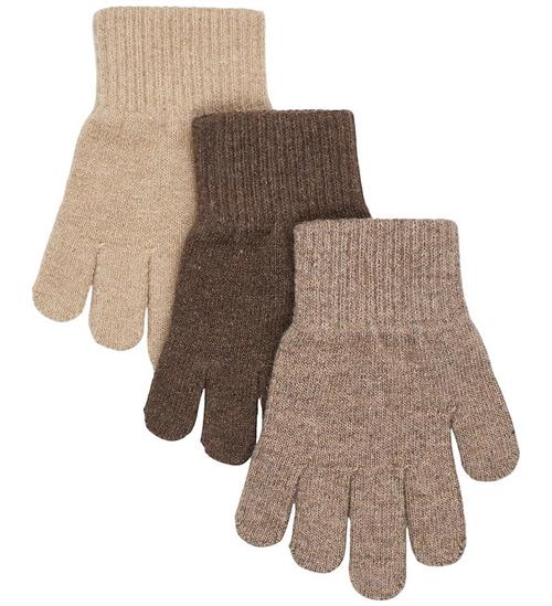 Mikk-Line Handsker - Uld - 3-pak - Beige/Denver/Brun Melange