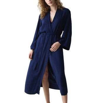Triumph Amourette Jacquard Long Robe Marineblå viskose 36/38 Dame