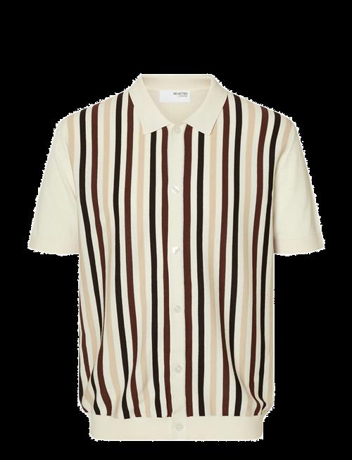 Selected | Slhmattis Ss Knit Stripe Polo Cardigan | M