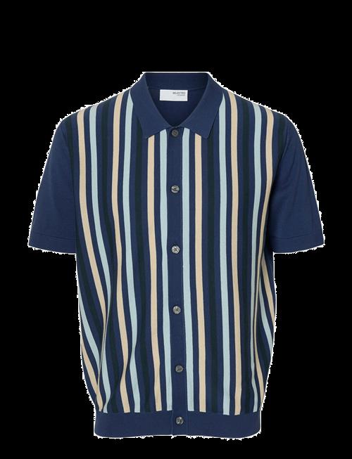 Selected | Slhmattis Ss Knit Stripe Polo Cardigan | M