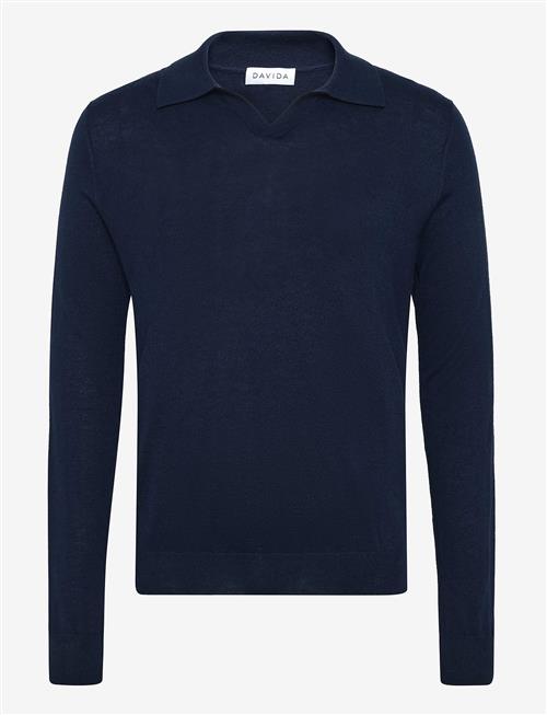 Davida Cashmere | Man Fine Knit Open Collar Sweater | XL