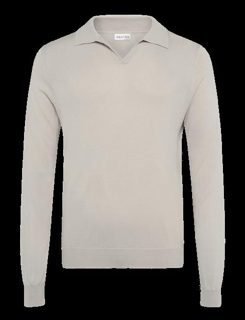 Davida Cashmere | Man Fine Knit Open Collar Sweater | L