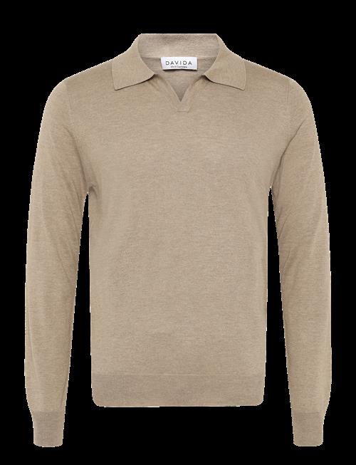Davida Cashmere | Man Fine Knit Open Collar Sweater | XXL