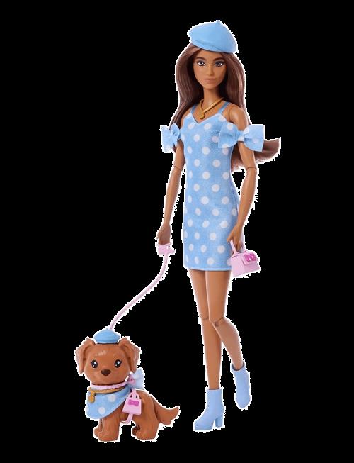 Barbie | Twinning Looks Fashion Doll With Pet Dog, Matching Blue Clothes & Accessories, Brunette | ONE SIZE