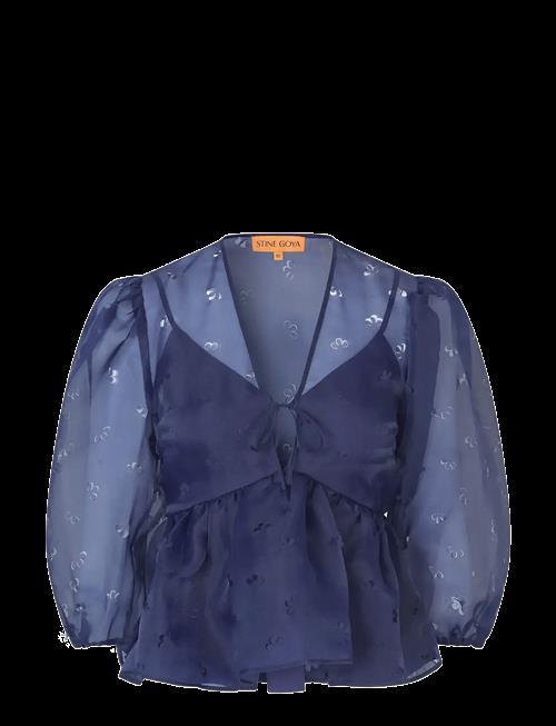 STINE GOYA | 1608 Organza, Long Sleeve Bow Top | M