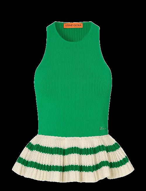STINE GOYA | 2383 Lightweight Knit, Ruffle Tank | L