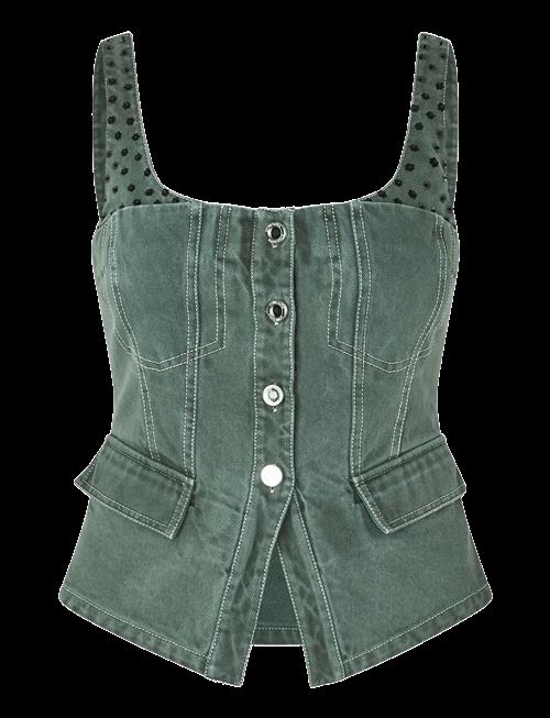 STINE GOYA | 2393 Denim, Scoopneck Pockets Vest | XS