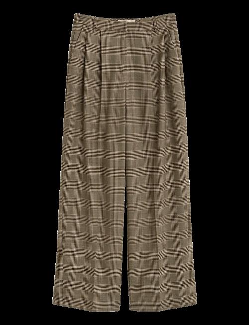 Gant | Checked Pleated Wool Blend Pants | 34