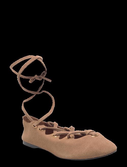 Mango | Suede Ballet Flats With Crossed Straps | 37
