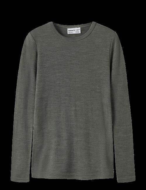 name it | Nknwax Wool Rib Ls Top | 134-140