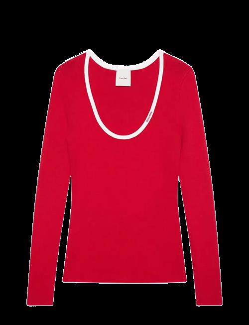 Calvin Klein Jeans | Ls Color Blocked Cotton Sweater | L