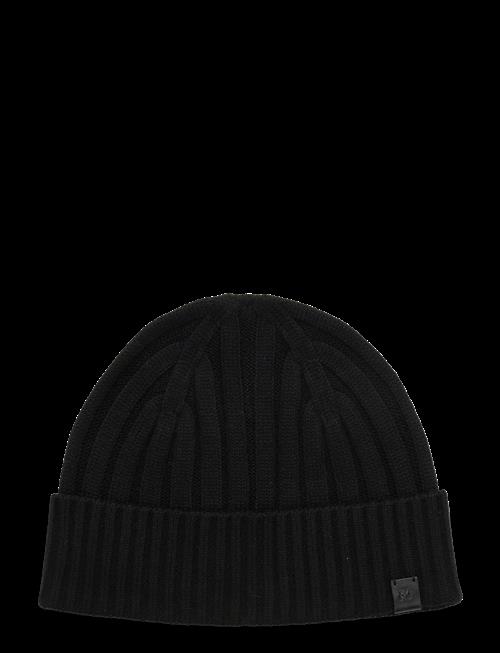 Lauren Ralph Lauren | Leather-Trim Rib-Knit Beanie | ONE SIZE