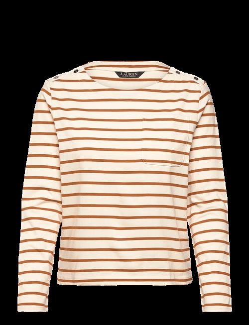 Lauren Ralph Lauren | Striped Jersey Snap-Trim Boatneck Top | S