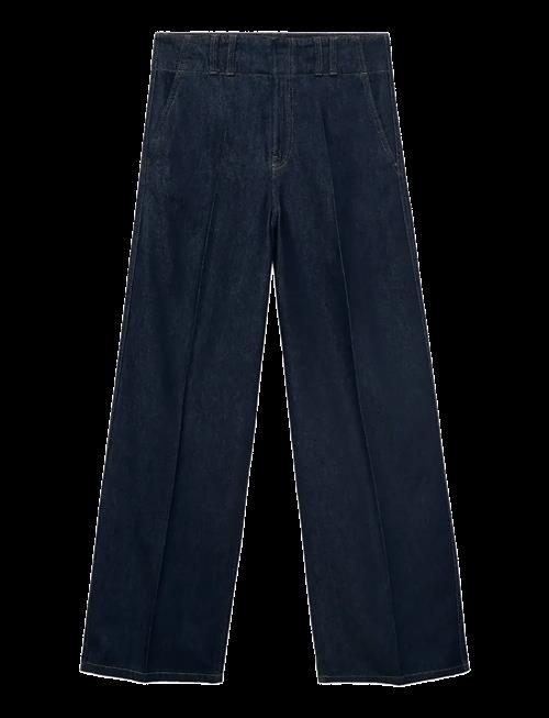 Mango | Wide Leg Denim Trousers With Belt Loops | XS