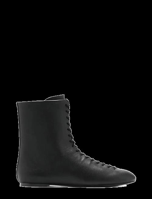 Mango | Lace-Up Leather Ankle Boots | 38