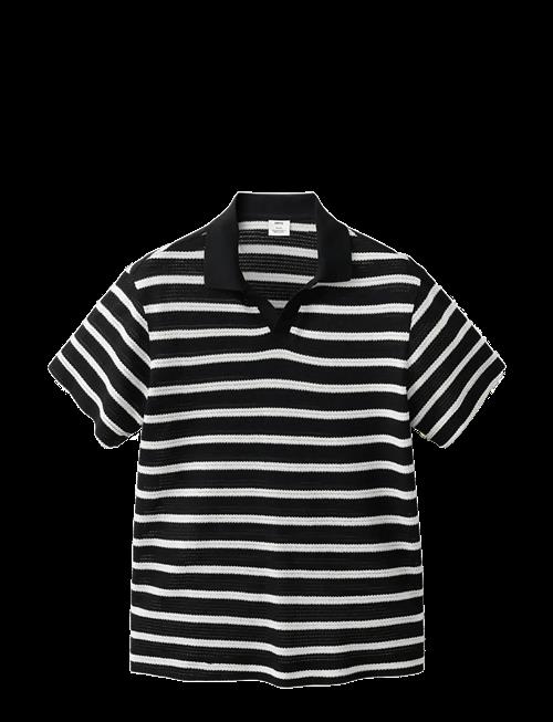 Mango | Striped Braided Knit Polo Shirt | M