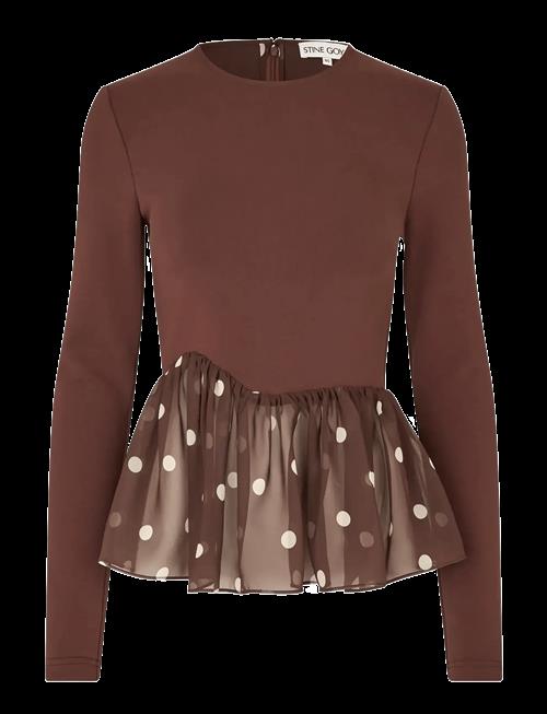 STINE GOYA | Jersey / Georgette Combo, Asymmetrical Draped Top | XL