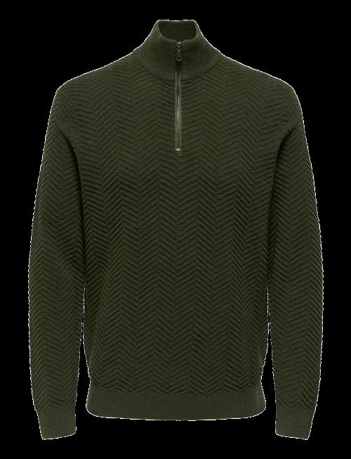 ONLY & SONS | Onsmace Reg Herringbone Half Zip Knit Ns | XL