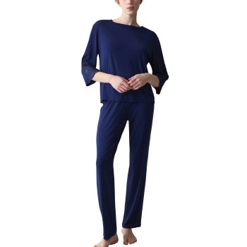 Triumph Amourette PK LSL Pyjama Set Marineblå modal fibre 46 Dame
