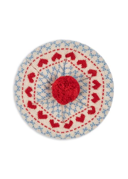 Konges Sløjd Belou Strikket Baret Heart  Heart-5-8Y Uld Lyserød  5-8 år  Piger